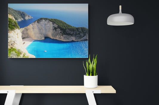 Beach with Green Mountains - Water Poster Wall Art