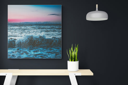 Waves With Sunset - Water Poster Wall Art
